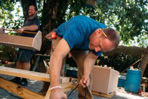 man working on a wood project